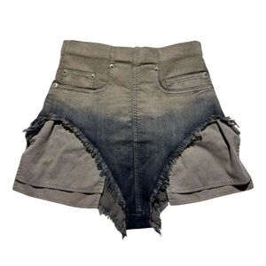Rick Owens High Waist Gradient Denim Shorts